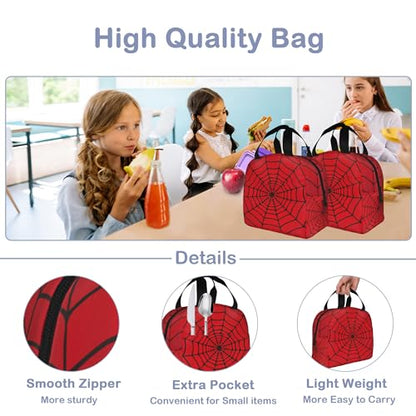Spider Web Red Insulated Lunch Bag Reusable Lunch Box Women Men,Cooler Thermal Meal Tote for Kids School Student Picnic Office Work - color: Spider Web Red