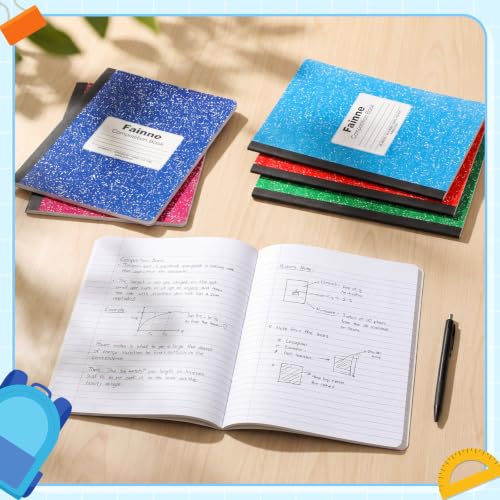 Fainne 50 Pack B5 Composition Notebooks Bulk Wide Ruled 100 Pages Composition Book 7.5 x 9.8 Inch Marble Cover Journal Notebooks for College Office Back to School Supplies(Multicolor) - color: Multicolor