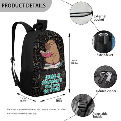 Cute Capybara Kids Bookbag Set 5 Pieces with Lunch Bag Pencil Case and Water Bottle Carrier Large Capacity School Backpack for Students - color: Cute Capybara-c