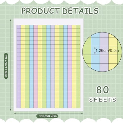 80 Sheets Colored Graph Paper Pad 11.69"x8.26" Math Notebook Grid 1/2 Inch Squares Large Quad Ruled Grid A4 Pastel Squares Graphing Paper for Dyslexia Dysgraphia Handwriting Planning