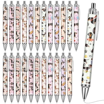 Dachshund Ballpoint Pens Gifts - 24 Pcs Retractable Black Ink Ball Point Pen 1.00 mm Cute Funny Office Supplies for Work School Fancy Gift for Women Men Teacher Students Dog Lover Christmas - style: Dachshund