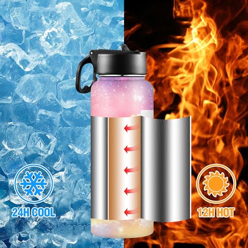D-Story Custom Water Bottle with Straw Lid 18Oz Personalized Picture Stainless Steel Insulated Water Bottles for Boys Girls Women Men Customize Thermoses Cup Back to School Birthday Gifts - color: Design 19