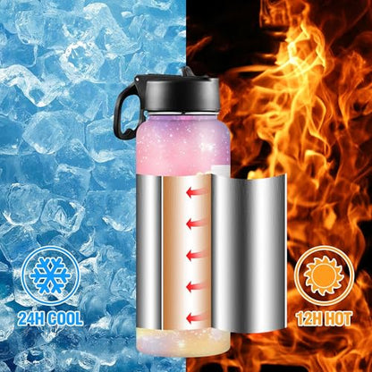D-Story Custom Water Bottle with Straw Lid 18Oz Personalized Picture Stainless Steel Insulated Water Bottles for Boys Girls Women Men Customize Thermoses Cup Back to School Birthday Gifts - color: Design 19