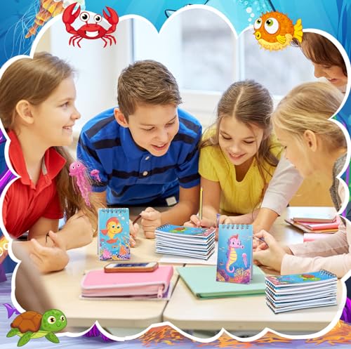 Zhanmai 36 Pcs Mini Ocean Animals Notebooks Under The Sea Party Favor Set Sea Animal Pocket Notepads Underwater World Small Spiral Memo Books for Kid Classroom Office Rewards Birthday Party Favor Gift - style: Sea Animal