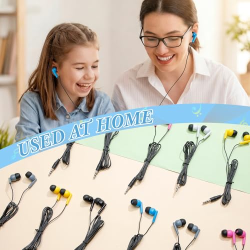 Kigeli 300 Packs Bulk Earbuds Headphones Wired Earphones for Classroom Kids Colorful in Ear Students Ear Buds with 3.5mm Jack for Laptop School Library Supplies, No Microphone (Pure Black) - color: Pure Black