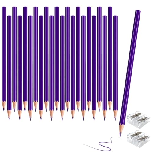 24 Pack Purple Colored Pencils for Kids, Pre-sharpened Art Pencils Back to School Supplies Set, Drawing Sketching Pencils for Students, Teachers, Classroom - color: purple