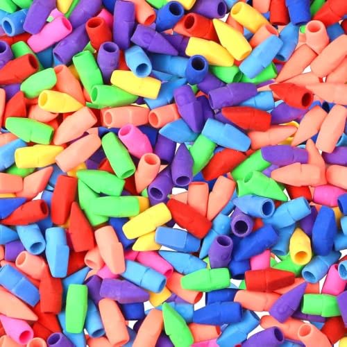 PRALB Erasers for Pencils, 100 Pack, Pencil Top Erasers, Vivid Colors | Cap Tops, Topper Erasers，Chisel-shaped caps, Classroom Rewards, Teacher Supplies, Party Favors, School Prize Box - color: Vivid Colors, size: 100 Pack