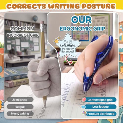6 Pack Write Pencil, Learning Writing Infinite Pencil, NO-Sharpening Ergonomic Pencils for Kids &Arthritis, Corrects Writing Posture, Suitable for Home Office School Use
