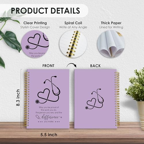 Fewgb Purple Nurse Spiral Notebook Gifts, RN Appreciation Thank You Gifts for Nurses Week Hardcover Lined Notebooks Journal for Office Work, Nursing School Student Future Nurse Notebook A5 5.5x8.3 - color: nurse-purple