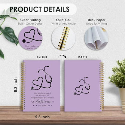 Fewgb Purple Nurse Spiral Notebook Gifts, RN Appreciation Thank You Gifts for Nurses Week Hardcover Lined Notebooks Journal for Office Work, Nursing School Student Future Nurse Notebook A5 5.5x8.3 - color: nurse-purple