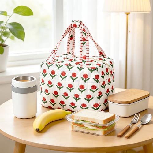 cow print Lunch Box for Women, Insulated Women Lunch Bag, Cute Small Tote Bag Reusable Cooler Bag, Work Office Use,Nurse Funny Gifts, Travel Birthday Gifts for Friends Girls - color: White