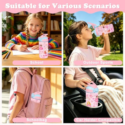 Kids Water Bottle with Straw BPA Free Kids Plastic Bottle for School Travel - color: Princess, size: 18.6 Ounces