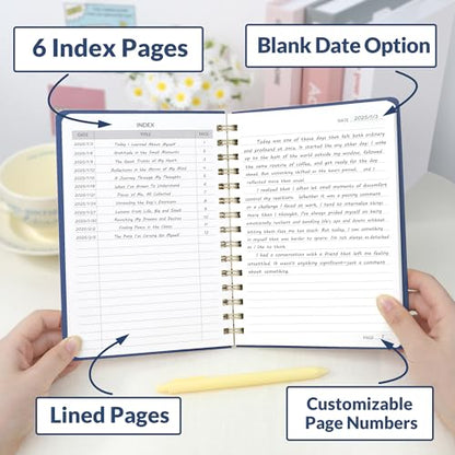 SUNEE Lined Spiral Journal Notebook for Women, 146 Pages College Ruled Hardcover Journaling Notebook for Work, Note Taking and Office School Supplies, A5 - Navy Blue - color: Navy Blue