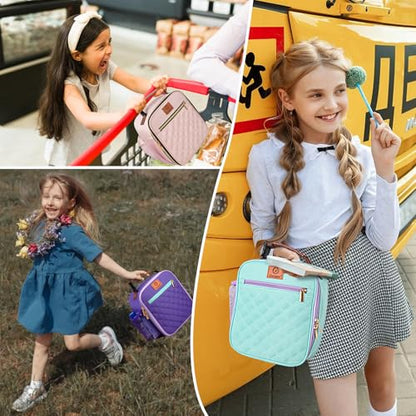 Genteen Kids Lunch Box Lunch bag for Girls, Boys, Teens Insulated Soft Mini Cooler with Bottle Holder, Lightweight Reusable Easy-Clean Back to School-Purple - color: Purple