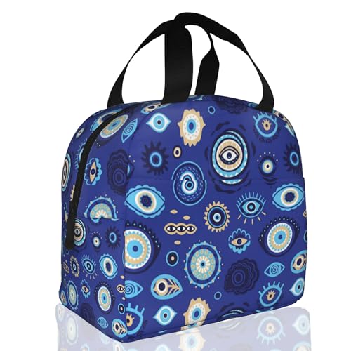 Insulated Lunch Bag,Modern Evil Eyes Lunch Box for School Student Kids Boys Girls,Leakproof Small Lunch Tote for Adult Men Women,Reusable Lunch Cooler Tote Bag for Office Work Picnic - color: Modern Evil Eyes