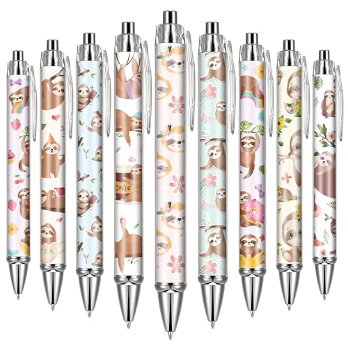 Cute Sloth Ballpoint Pens - 24 Pcs Retractable Office Pen Gifts Funny Cartoon Sloths Black Ink Point Writing Smooth Supplies for Journaling Office Work Home Women Men Nurse Teacher - style: Sloth