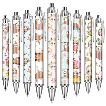Cute Sloth Ballpoint Pens - 24 Pcs Retractable Office Pen Gifts Funny Cartoon Sloths Black Ink Point Writing Smooth Supplies for Journaling Office Work Home Women Men Nurse Teacher - style: Sloth