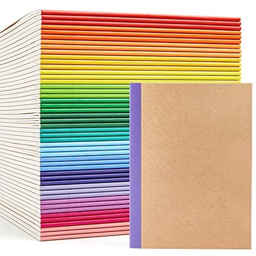feela 48 Pack Composition Notebooks Bulk, Kraft Cover Lined Blank College Ruled Composition Travel Journals with Rainbow Spines For Women Students Business, 60 Pages, 8.3”x 5.5”, A5, 16 Colors - color: 16 colors X3