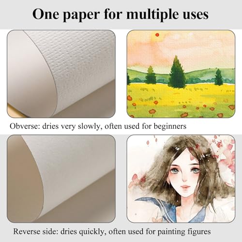 Watercolor Paper Pad, Watercolor Pad 9x12”, Water Color Paper, 24Sheets - Painting, Drawing, Art Supplies, Watercolor Sketchbook