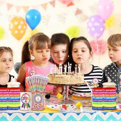 296 Pcs Birthday Pencils Set: 48 Happy Birthday Pencils, 48 Wristbands, 200 Badge Stickers for Teacher, Classroom, Party Supply