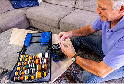 Med Manager Medicine Organizer and Binder, Removable Pouches, Detachable 5-Tab Expanding File Folder, Holds (15) Pill Bottles - (11) Standard Size and (4) Large Bottles, Purple, 13 x 13 x 4.5 inches - color: Purple