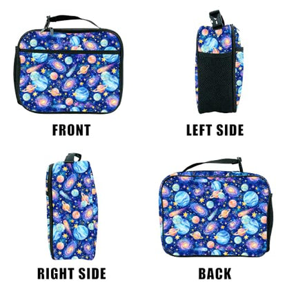 Planet Star Moon Lunch Box Insulated Reusable Lunch Bag Tote Cooler for Women Men Boy Girl School Work Office Picnic - color: Planet
