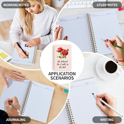 2Pcs Spiral Journal Notebook with 100 Pages, A5 College Ruled Hardcover Notebook for Office School Home,Twin-Wire Binding Notebook with Premium Thick Pape for Work and Study 8.46x6.22 - color: Rose（she Believe）