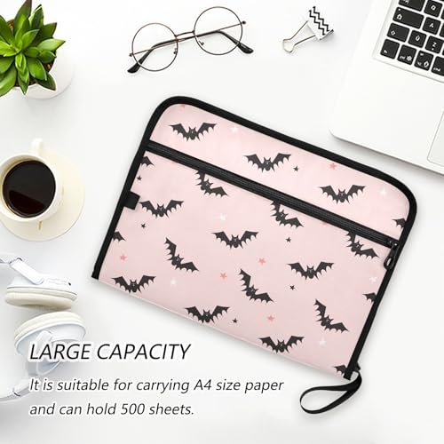 Black Bats Star File Folders,Plastic Folders with 13 Pockets,Expandable File Folder for Documents School Students Office,Aesthetic Folder with Labels A4 Letter Size - color: Multi 22