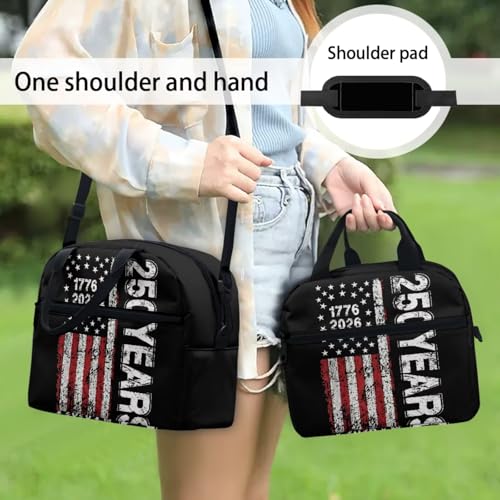 American Flag 250 Years 3PCS Backpack for Boys Girls Teens, 3 in 1 Lightweight 17 Inch School Backpack with Lunch Box Pencil Case for Middle High Students - color: American Flag 250 Years