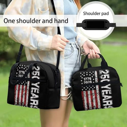 American Flag 250 Years 3PCS Backpack for Boys Girls Teens, 3 in 1 Lightweight 17 Inch School Backpack with Lunch Box Pencil Case for Middle High Students - color: American Flag 250 Years