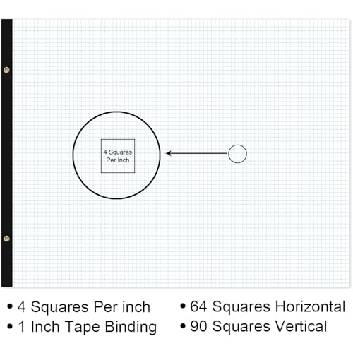Large Engineering Graph Paper - 22" x 17" Grid Paper, 50 Sheets/100 Pages, 4"x4" Grid Pad, Giant Drafting Pad Sketching Graph Paper for Engineer Architect Designer Mathematician Draftsman