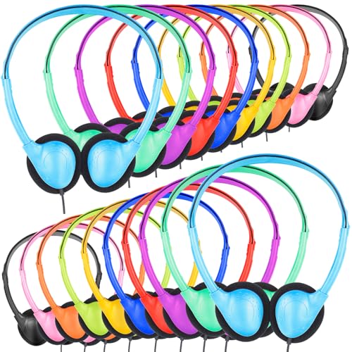 18 Pack Classroom Kids Headphones Bulk for School Students Children | Teen Boys Girls, Wholesale Bulk Headphones for Classroom Earphones 3.5mm Jack Mix Colors - size: 18 Pack Mixed Colors B
