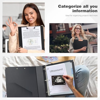 Ospelelf 3 Ring Binder, 2 Inch, Cute Letter Size (11" x 8.5") with 5 Tab Dividers, File Folder Labels and Low Profile Clipboards, Black for School and Office Supplies - color: Black, size: 2in（Letter Size）