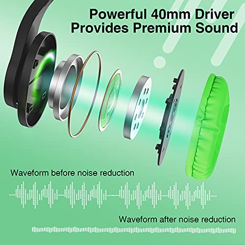 BlueFire Kids Headphones for Online School, Children, Teens, Boys, Girls, 3.5mm Stereo Over-Ear Gaming Headphone with Microphone and Volume Control for PS4, PS5, New Xbox One - color: Green