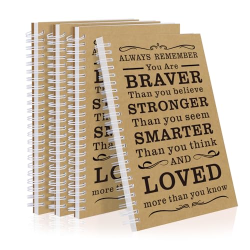 JOHSBYD Spiral Notebook Journal, 4 Pcs Hardcover Spiral Notebooks,College Ruled Hardcover Notebook for Work,A5 Notebooks for Work School Note taking, Lined Journal for Women (4Pcs Always-Brown) - color: 4Pcs Always-Brown