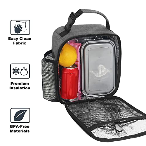 Lunch Box for Men & Women Durable Lunch Bag for Adults Reusable Small Lunchbox Grey - color: Gray