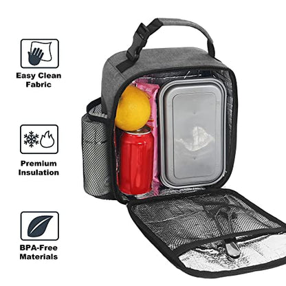 Lunch Box for Men & Women Durable Lunch Bag for Adults Reusable Small Lunchbox Grey - color: Gray