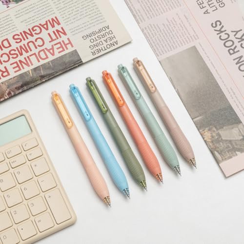 Linbsunne Gel Pens Black Ink Pens for Office 0.5mm Fine Point Pens Smooth Writing Retractable Work Pen (Macaron 12 pcs) - color: Macaron 12pcs