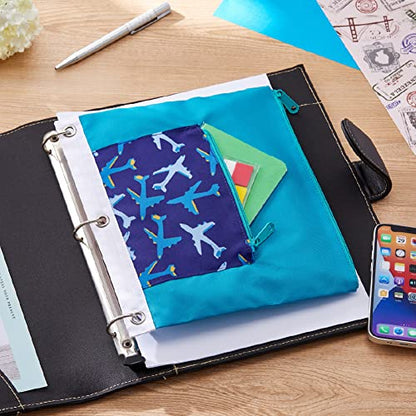 It's Academic Pencil Pouch for 3-Ring Binder, 2-Pockets with Zipper, for School Supplies, Large & Mini Pouch, Navy & Jets Design, 2-Pack - color: Blue/Green