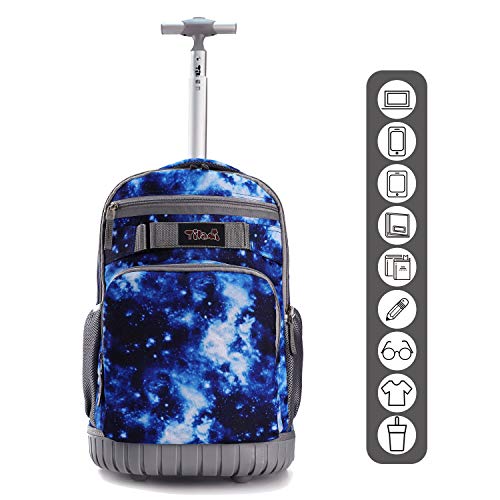 Tilami Rolling Backpack 19 inch with Lunch Bag Wheeled Laptop Backpack, Galaxy Blue - color: Galaxy Blue