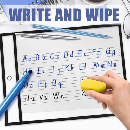 Job Ticket Holders 9x12, 30 Pack Sheet Protectors Plastic Paper Sleeves | Heavy Duty 8.5 x 11 Clear Document Protectors Dry Erase Pocket Sleeves for Shop Office Classroom Home School, Black - size: 9 x 12, style: 30 pack