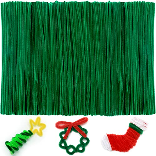 Iooleem 200pcs Christmas Green Pipe Cleaners, Chenille Stems, Pipe Cleaners for Crafts, Pipe Cleaner Crafts, Art and Craft Supplies. - color: Christmas Green, size: Small Pack