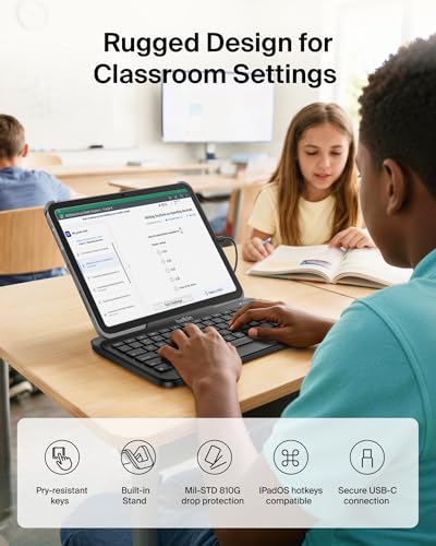 Belkin Wired Keyboard for iPad A16 / 10th Generation w/Stand & USB C Connector - Full-Size Keyboard, Plug‑and‑Play - Durable iPad Accessory for Schools, Offices, Travel - No Batteries Required - style: USB-C Connector w/ Stand