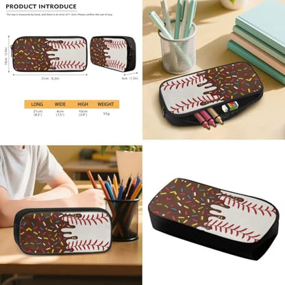 Brown Ice Cream Backpack Baseball 4 Piece 17in Boys Student Backpack Insulated Lunch Box Pencil Bag with Water Bottle Slot Funny Style Back to School Gifts Casual School Use - color: Brown