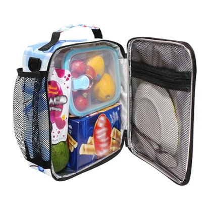 ALAZA Cherry Blue Bow Lunch Box Insulated Lunch Bag Kids Cooler Tote Bag Freezable Shoulder Strap Lunchbox for Girls School Picnic - color: Multi50