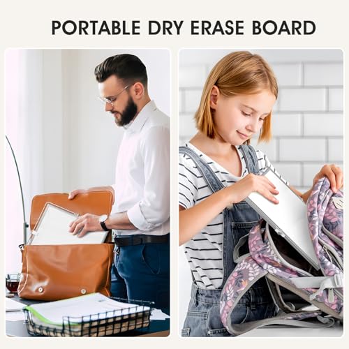 MaxGear Small White Board with Stand, 10" x 10" Double-Sided Whiteboard | Desk Mini Dry Erase Board for Drawing, Kitchen Grocery List, Memo, Planning, Magnetic Surface Aluminium Frame - size: 10"W x 10"H
