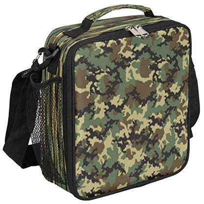 Pardick Camouflage Themed Boys Lunch Bag,Camo Army Green Kids Insulated Lunch Box with Adjustable Shoulder Strap Waterproof Lunch Bento Tote Bag Thermal Lunch Box for School Picnic Travel Outdoor - color: Camouflage