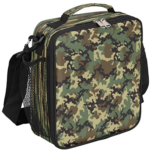 Pardick Camouflage Themed Boys Lunch Bag,Camo Army Green Kids Insulated Lunch Box with Adjustable Shoulder Strap Waterproof Lunch Bento Tote Bag Thermal Lunch Box for School Picnic Travel Outdoor - color: Camouflage