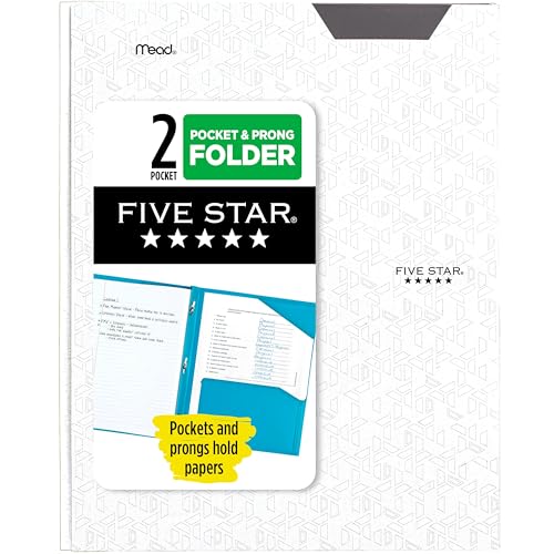 Five Star 2-Pocket Folder, Plastic Folder with Stay-Put Tabs and Prong Fasteners, Holds 8-1/2" x 11" Paper, White (72494) - color: White, size: 1 Count (Pack of 1)
