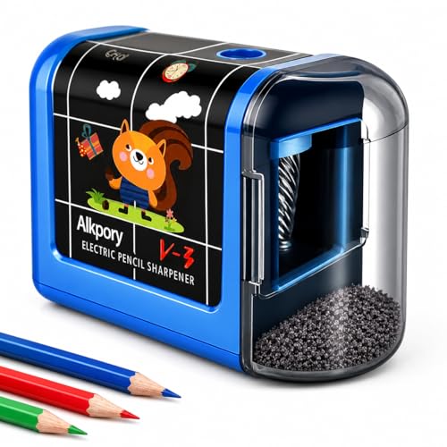 Battery Operated Electric Pencil Sharpener for Kids, Auto Stop Safety Switch, Fast Pencil Sharpener for No.2 and Colored Pencils, Portable Desk Sharpener for School, Home, Office, Blue - color: Blue